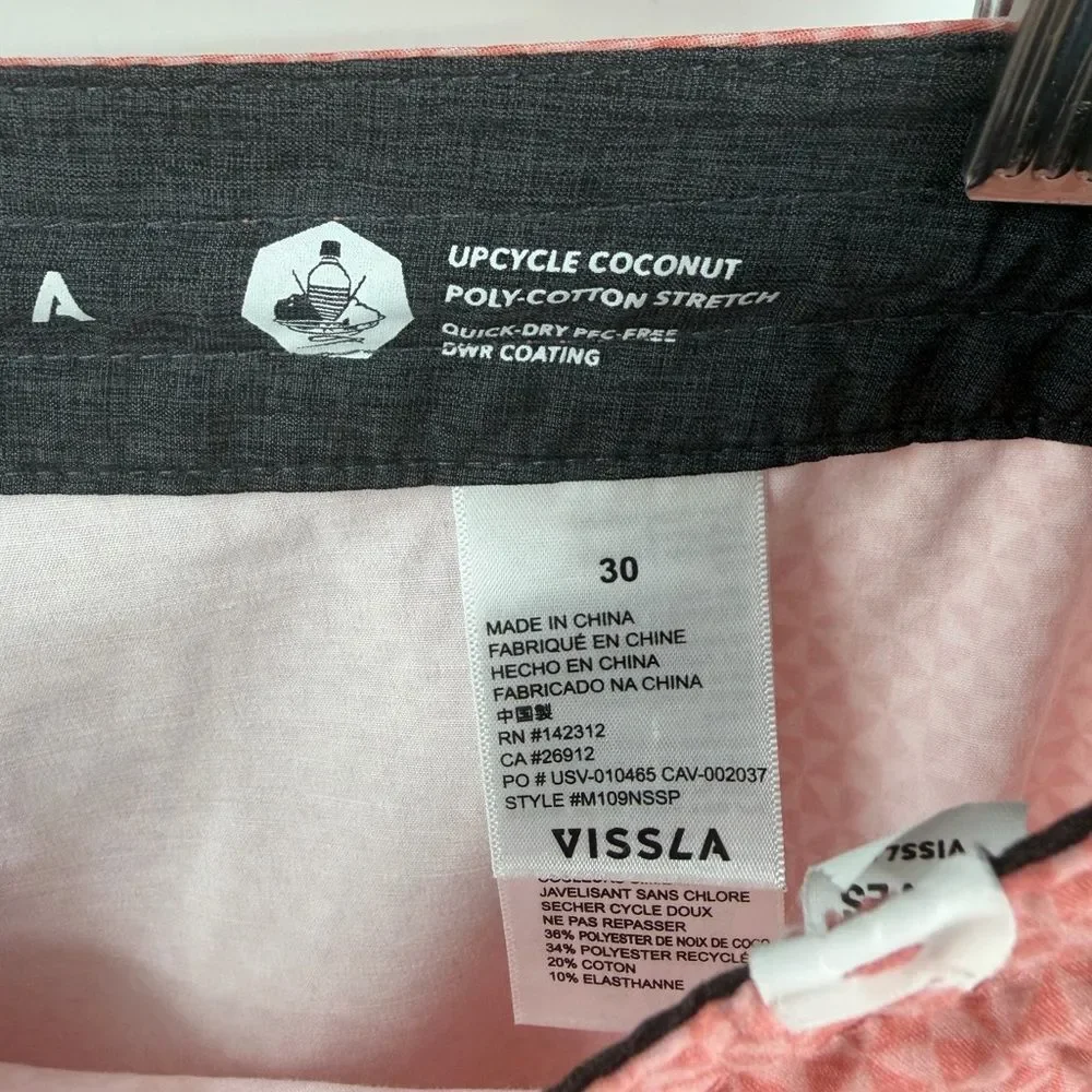 Vissla solid sets 17.5 ecolastic unlined board short pink mens 30 swim vacation